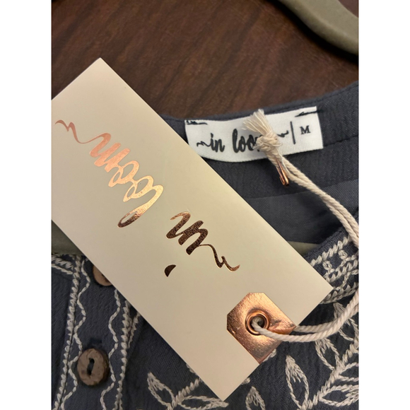 0124 NWT in bloom blue shirt with embroidery around the neck and shoulders. - Picture 8 of 10